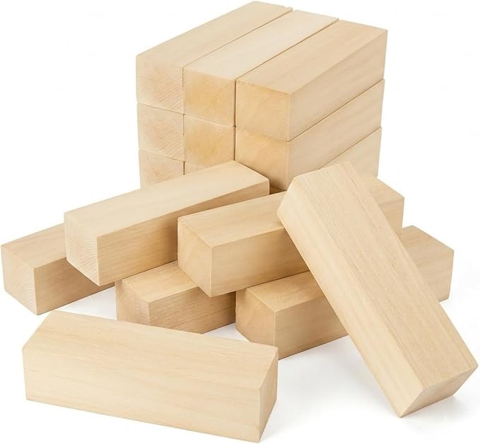 12 Pack Basswood Carving Blocks Set, 5 x 1.5 x 1.5 Inch Unfinished Wood Blocks by LDHHYH