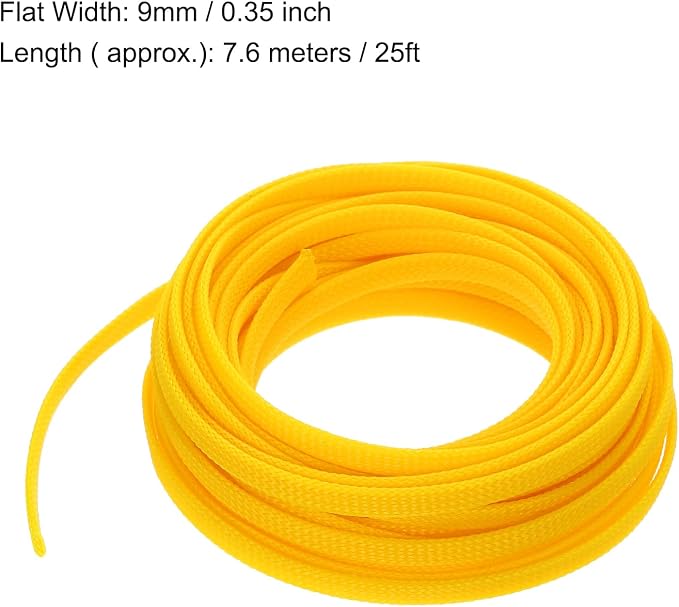 uxcell PET Expandable Sleeving 25ft 1/4" Yellow Cable Management Sleeve Cord - Image 3