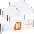 Lifewit 10 Pack Drawer Dividers 4" High,11-17" Adjustable Dresser Drawer Organizers for Clothes, Expandable Dresser Separators in Bedroom/Bathroom/Kitchen/Vanity/Office Organization and Storage, White