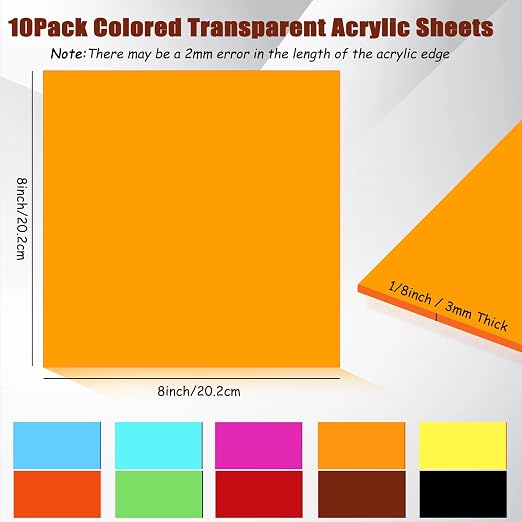 Adrattnay Transparent Colored Acrylic Sheets 1/8" Thick, Sign Making, DIY - Image 2