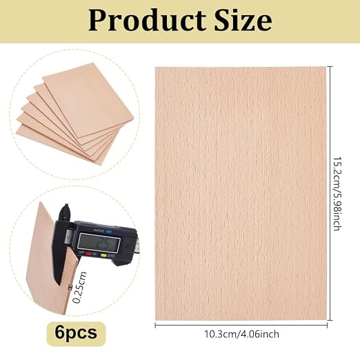 OLYCRAFT 6Pcs 6x4.1 Inch Balsa Wood Sheets 2.5mm Thickness Unfinished Beech - Image 2