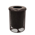 COATEDOUTDOORFURNITURE RFT-BRW Heavy Duty 32 Gallon Round Trash Receptacle, Liner Included, Brown with Flat Top Lid, Made in America