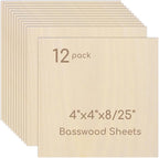 12 Pack Plywood Sheets, Unfinished Wood Boards Blanks by Hosifiy