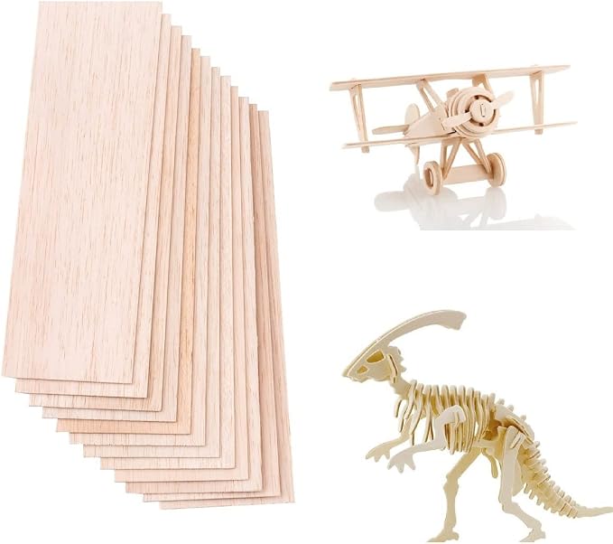 iUoczi12 Pack Balsa Wood Sheets 1/16 x 4 x 12 Inch Natural Wood Color by iUoczi