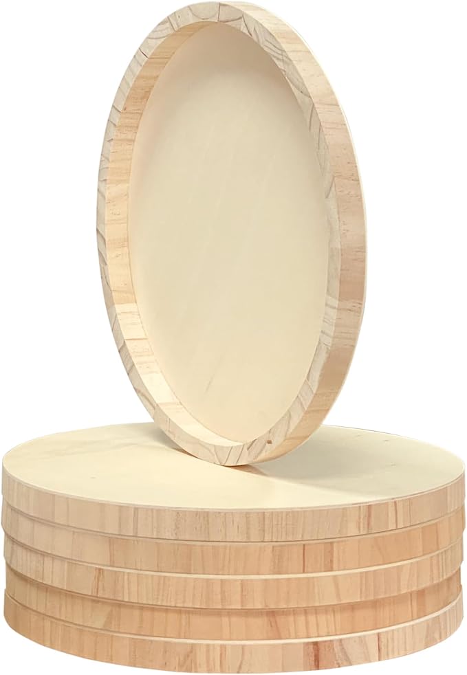 6 Pack 14 Inch Round Wood Canvas Panels Unfinished Wooden Plates Round Wood - Image 5