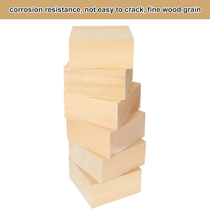 6PCS 4x4x2 inch Basswood Carving Blocks, Unfinished Wood Blocks - Image 4