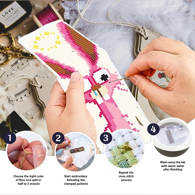 INFUNLY 6pcs Abstract Animal DIY Cross Stitch Bookmark Kits - Image 4