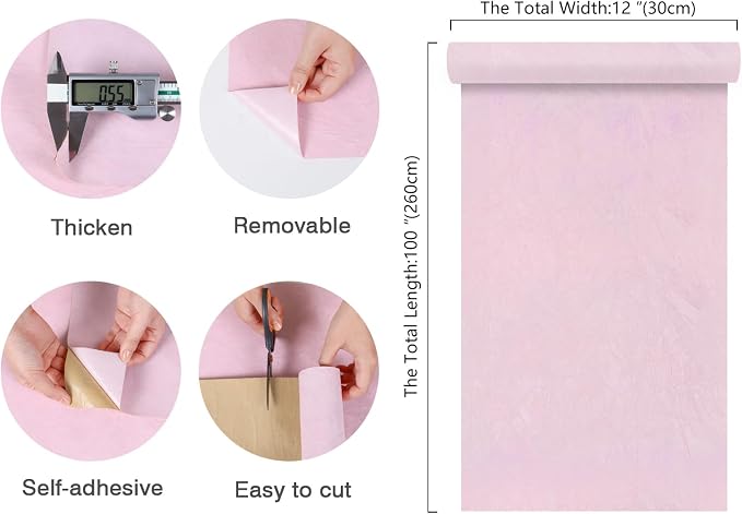CHIHUT 12''x100'' Pink Self Adhesive Felt Fabric Velvet Flocking Liner - Image 7