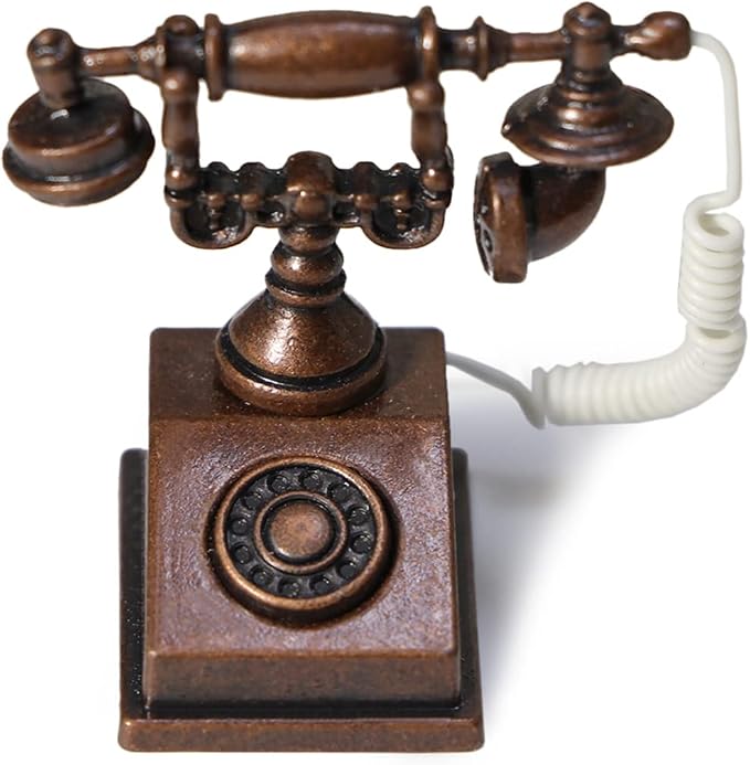 Dollhouse Telephone 1:12 Miniature Vintage Rotary Phone Model Desk Decoration by Cuteminifulfillsallyourfantasiesabouttheminihomeinyourdreams