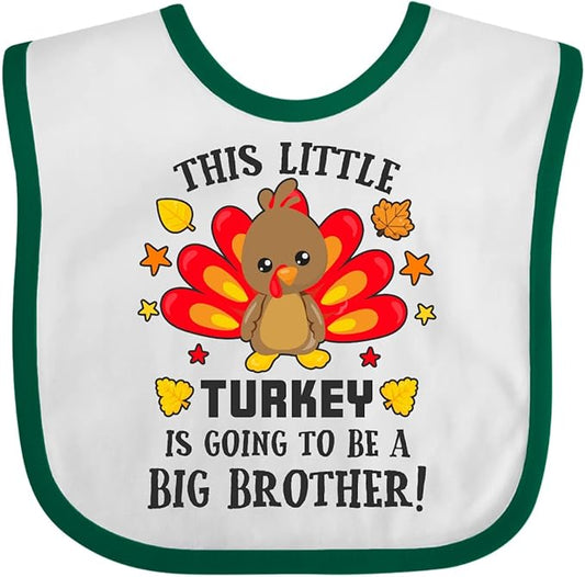 inktastic This Little Turkey Is Going To Be a Big Brother Baby Bib