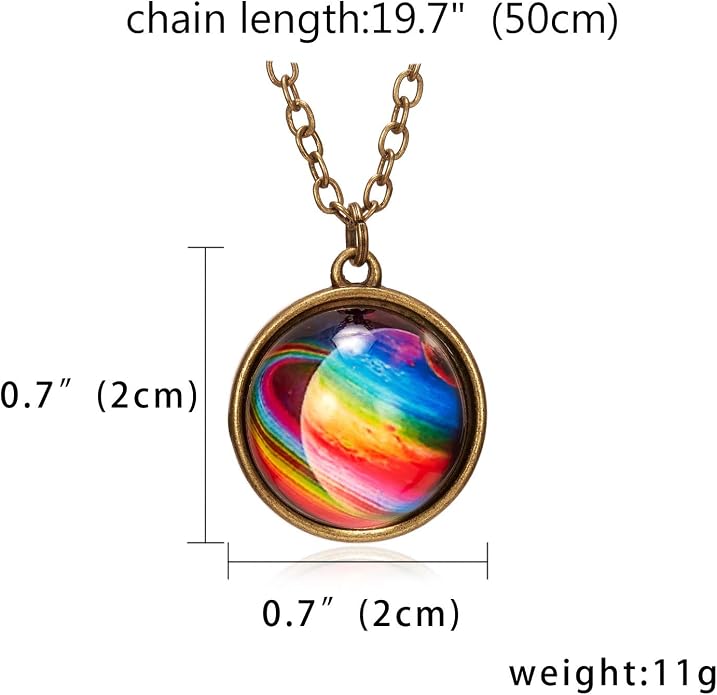 Yocoyee Galaxy Planet Pendant Necklace Glow in Dark Double Side Glass Crystal - Image 5