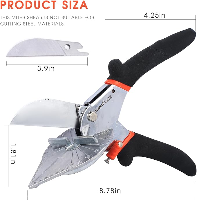 LeafLux Miter Shears for Wood Trim, Adjustable 45°-135° Multi-Angle Handheld - Image 6