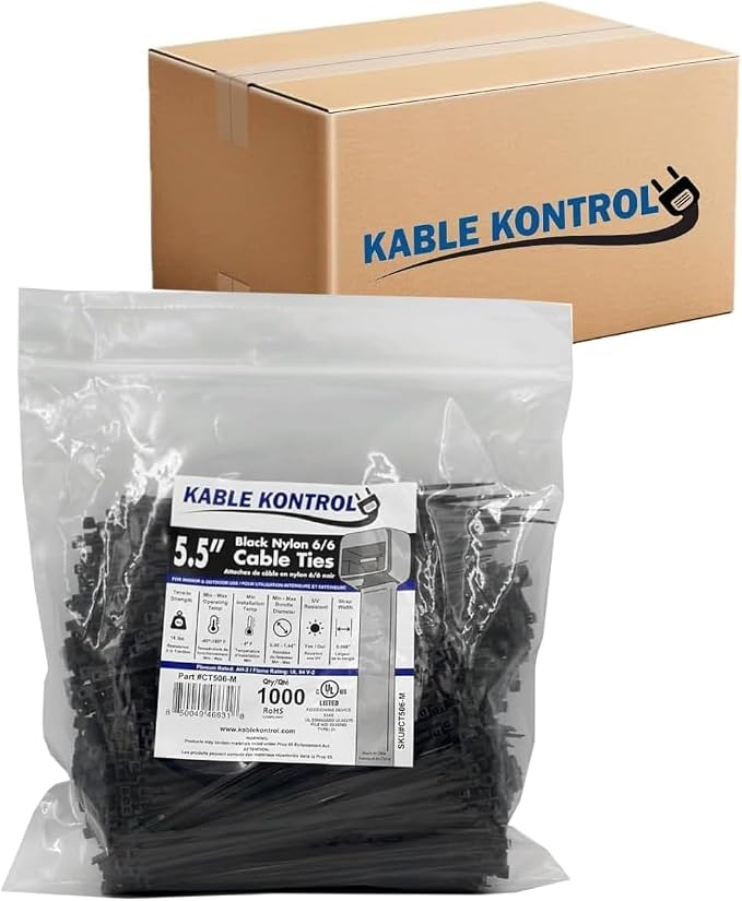 Kable Kontrol Cable Zip Ties Black 30, 18 Lbs Tensile Strength, Bulk Pack by KABLEKONTROL%C2%AE