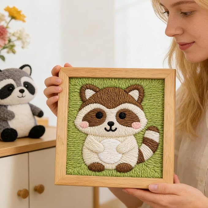 INFUNLY Cute Raccoon Punch Needle Kit - Image 7