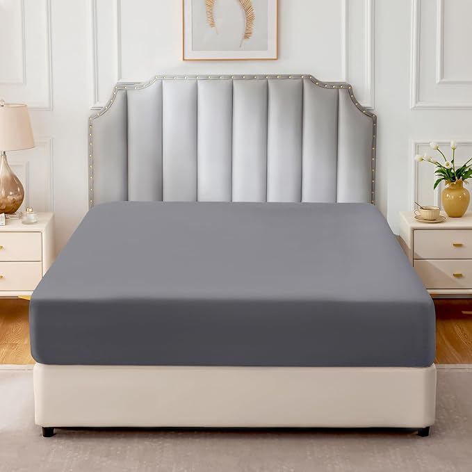 FreshCulture Pure Cotton Fitted Sheets Queen Size, 300 Thread Count Percale - Image 2