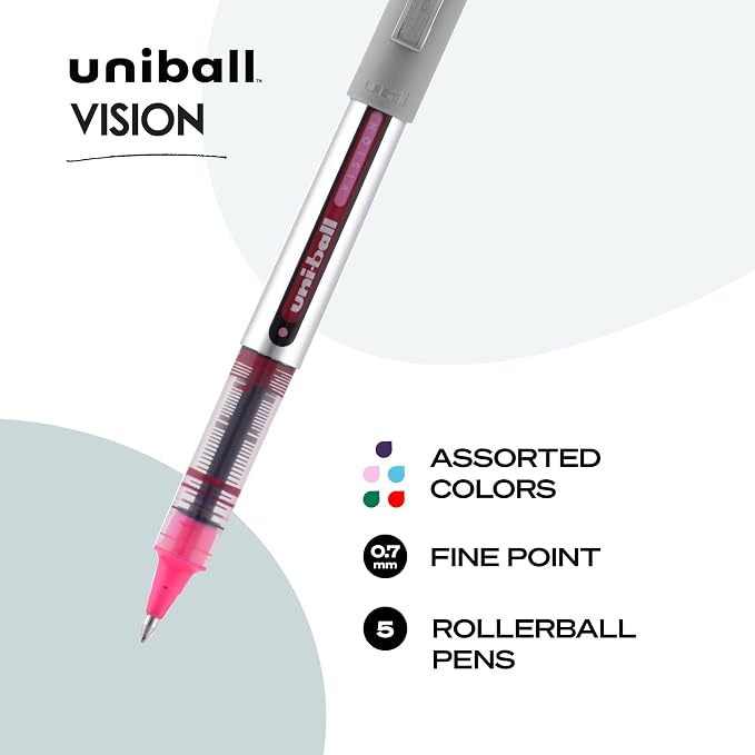 Uni-Ball 60381PP Vision Rollerball Pens, Fine Point, Fashion Colors - Image 3