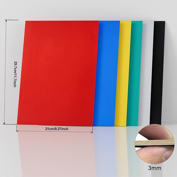 6 Pack Pre-Painted Colored Plywood Sheets, 11.7" x 8.27" x 1/8 Thin Basswood - Image 2