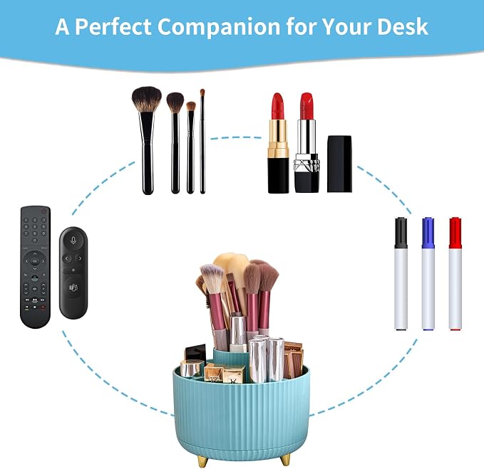 Marbrasse Desk Organizer, 360-Degree Rotating Pen Holder, Desk Organizers and - Image 6