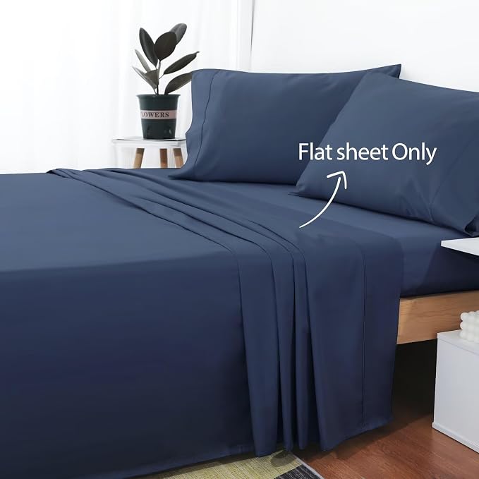 2-Pack Cotton TwinXL Flat Sheet Only, 600 Thread Count 100% Egyptian Cotton Top - Image 2