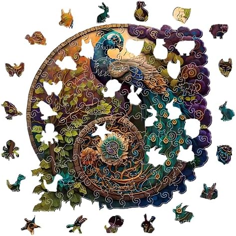 CRAFTHUB Animal Wooden Puzzles for Adults – A3 Peacock Yin Yang - Image 4
