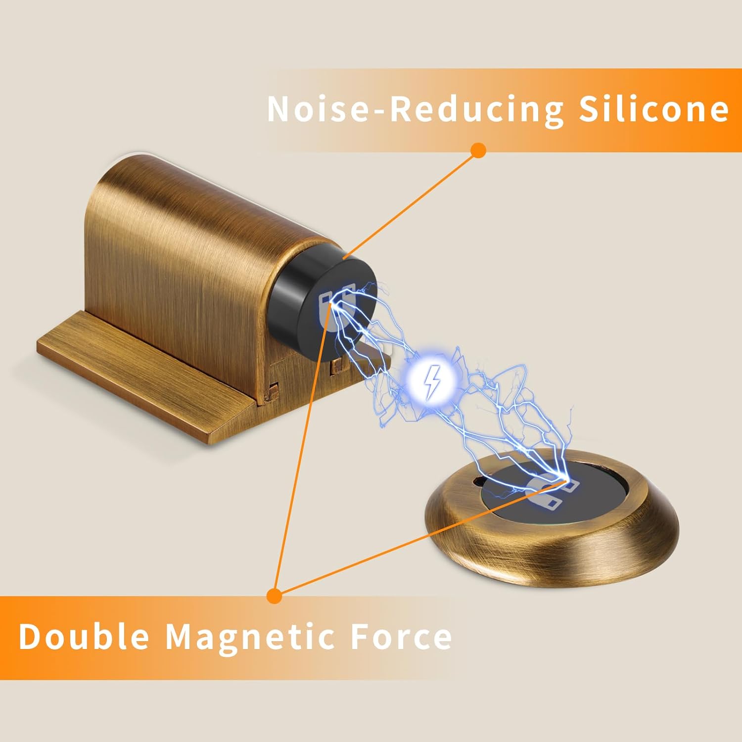 Bak Bo Magnetic Door Stoppers 1 Pack Bottom of Door Holder Keep Door Open No Drilling Magnet Floor Door Stop with Screws and Adhesive Antique Brass DS268AB-1