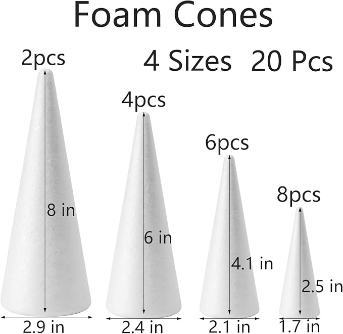 FFchuanhe 20-Pack Craft Foam Cones, Foam Tree Cones, - Image 2
