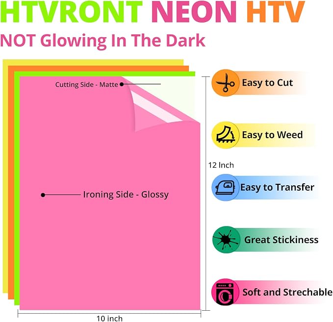 HTVRONT Neon Heat Transfer Vinyl - Image 3