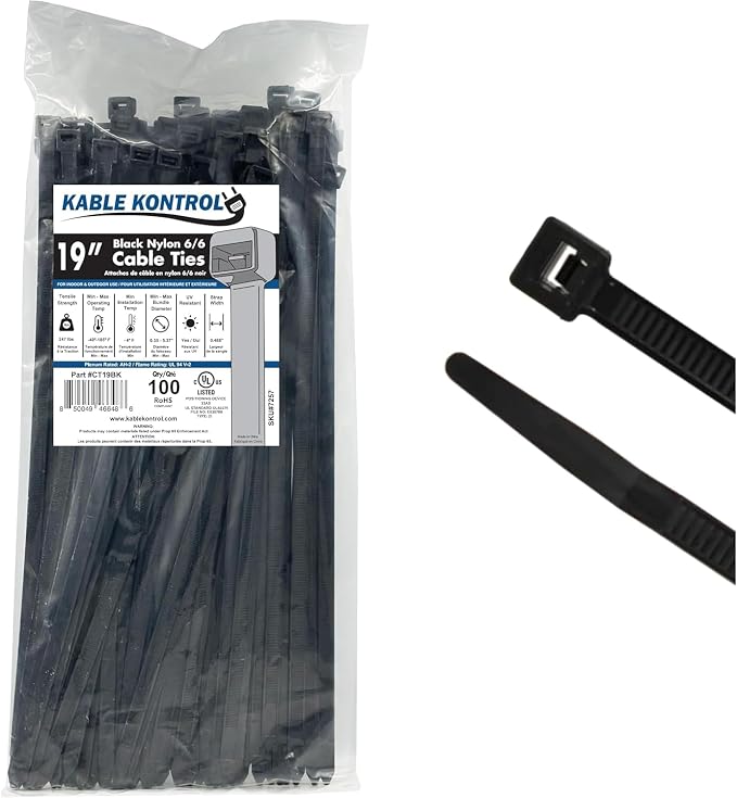 Kable Kontrol Heavy Duty Black Zip Ties by KABLEKONTROL%C2%AE