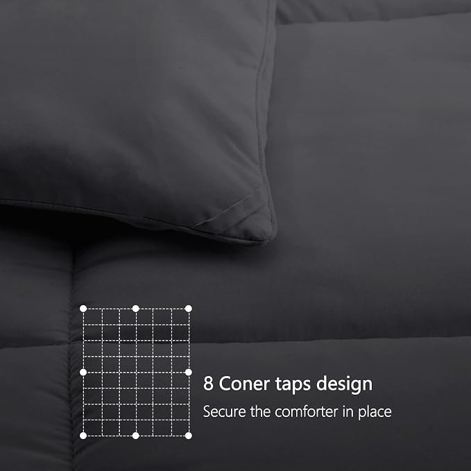 TEXARTIST Premium 2100 Series Full Comforter All Season Breathable Grey - Image 6