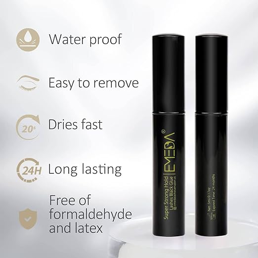 EMEDA Eyelash Glue Black Lashes Glue Super Strong Hold 24H/ Water - Image 2
