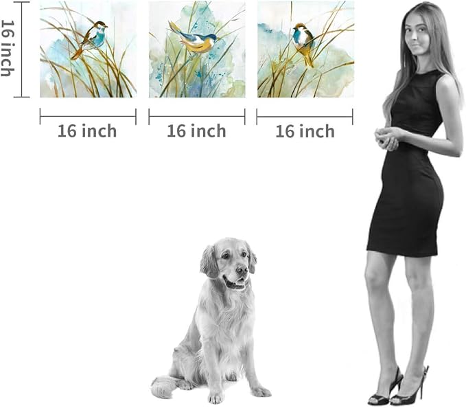 Abstract Birds Canvas Wall Art: Colorful Birds in Grass Artwork Animal Painting - Image 6