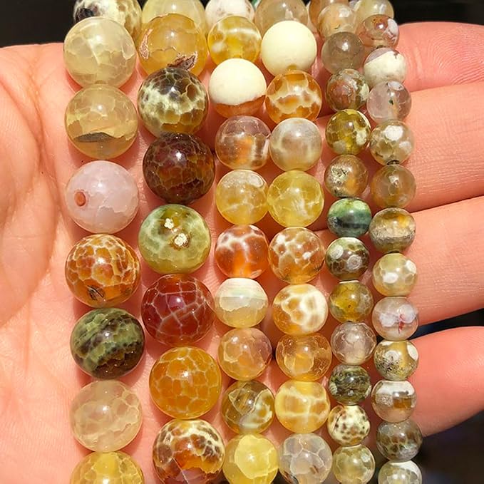 60pcs Round Loose Brown Fire Agate Beads - Image 5