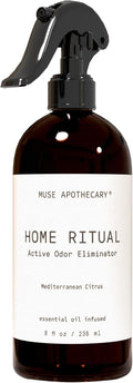 Muse Apothecary Home Ritual Active Odor Eliminator Spray - Furniture Deodorizer Spray & Bathroom Odor Eliminator for Home - Essential Oil Air Freshener - 8oz, Mediterranean Citrus