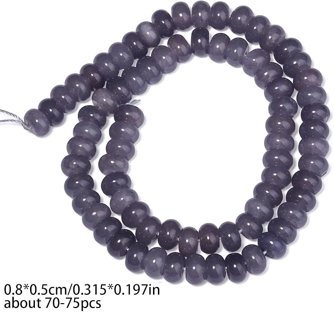 Songxi 5x8mm Natural Blue-Green Colored Jade Stone Rondelle Beads, Gemstone - Image 2