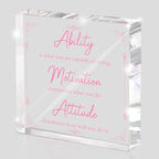 Pink Motivational Acrylic Desktop Sign, 4x4 Inch, Motivational Desktop Decor by MUZRUYOU