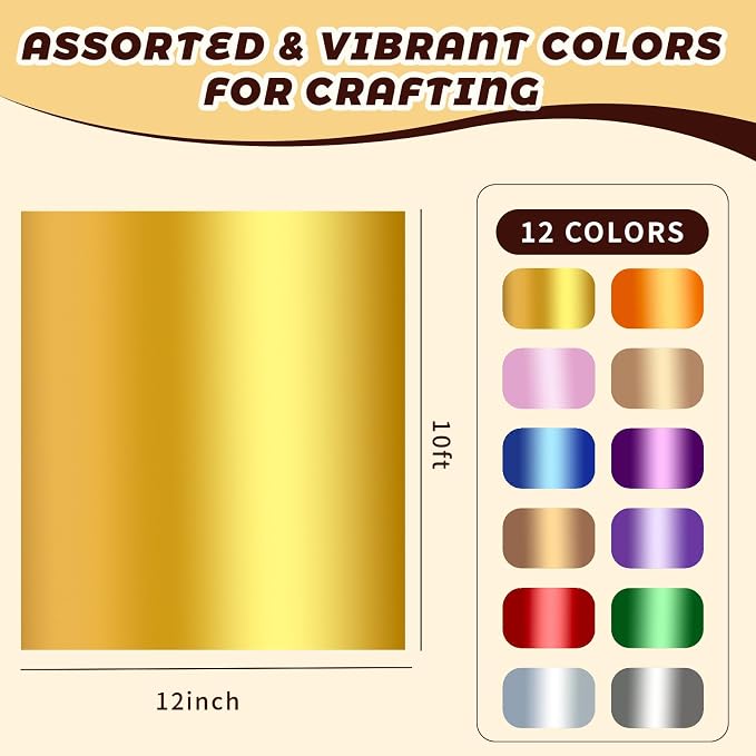 Heat Transfer Vinyl Sheets 12"x10" – Metallic Heat Transfer Vinyl Multicolored - Image 2
