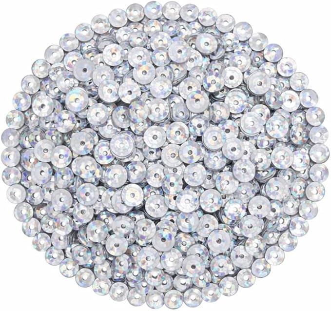 Mandala Crafts 6mm Cup Holographic Silver Sequins - Image 2