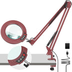 10X Magnifying Glass with Light and Clamp, Real Glass Stand Lighted Magnifier by COYETH