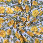 E-Tailor® Indian Ethnic 100% Cotton Voile Running Hand Block Print Natural by E-Tailor
