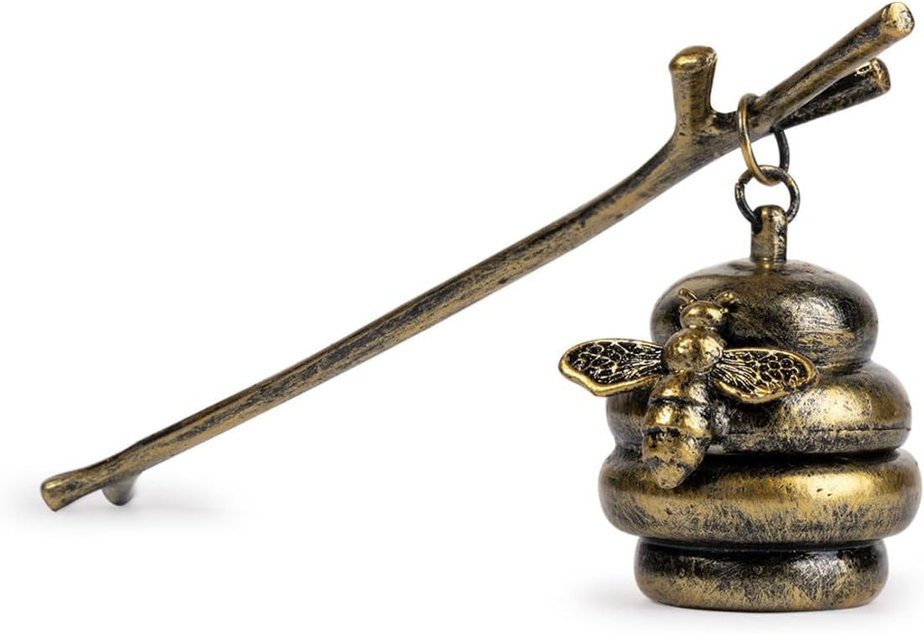 AIM & GGKK Vintage Bronze Beehive Candle Snuffer Extinguisher - Long Handle for Safe Flame Out, Decorative Candle Accessory with Bee Design