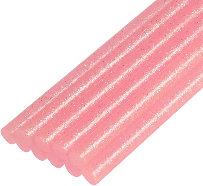 uxcell Mini Hot Glue Sticks for Glue Gun 0.27-inch x 4-inch Pink Glitter 10pcs by uxcell
