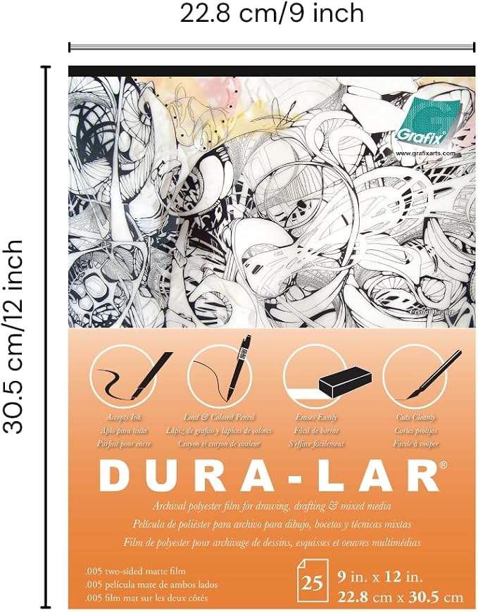 Grafix Dura-Lar 0.005" Film, Translucent 9"x12", Economical Alternative to - Image 2