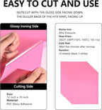 FUNKAKA Pink HTV Heat Transfer Vinyl Bundle, 10 Sheets Sticky HTV Vinyl - Image 3