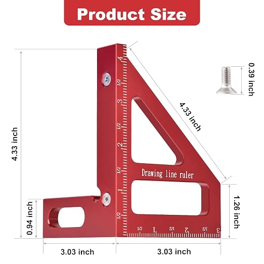 Aleric Imperial 3D Multi Angle Measuring Ruler, High Precision 45/90 Degree - Image 2