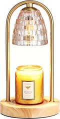Candle Warmer Lamp with Timer and Dimmer, Electric Scented Wax Warmer for Bedroom, Home Decor Aroma Candle Holder Night Light/Table Lamp - Gift (ABC-Golden-Oval)