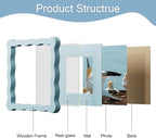 6x6 Picture Frame with Mat for 4x4, Wavy Edge Wooden Real Glass Photo Frame for - Image 5