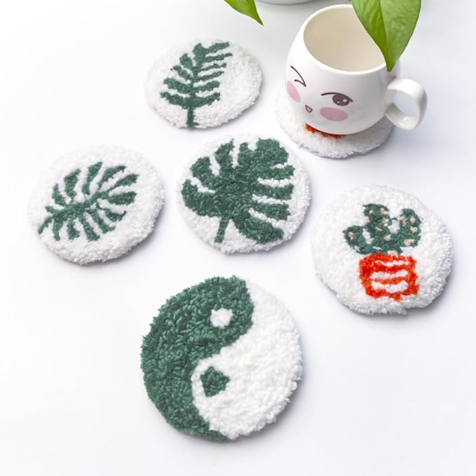 Avtytsda 6PCS Punch Needle Coaster Kit, Easy Punch Needle DIY Embroidery Set - Image 4