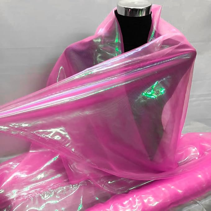 3.3 Yard Long Hot Pink Iridescent Organza Fabric - Image 2