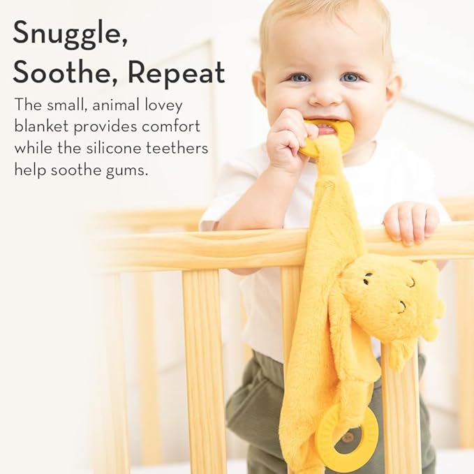 Baby Teether & Plush Lovey by Bella Tunno, Silicone Teether with Animal Snuggle Toy & Sensory Rattle, Teething Relief for Babies 0-6 Months, 6-12 Months, Dog