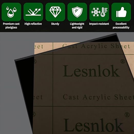 Lesnlok Black Transparent Acrylic Sheet 1/8 inch Thick 3mm 2 Pieces 8 x 12 - Image 3